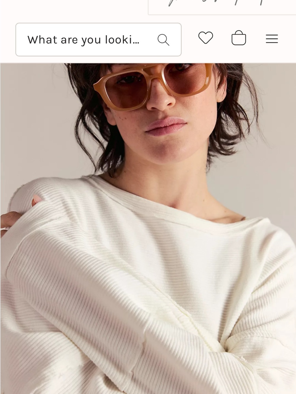 We The Free Cream Ribbed Boatneck Pullover